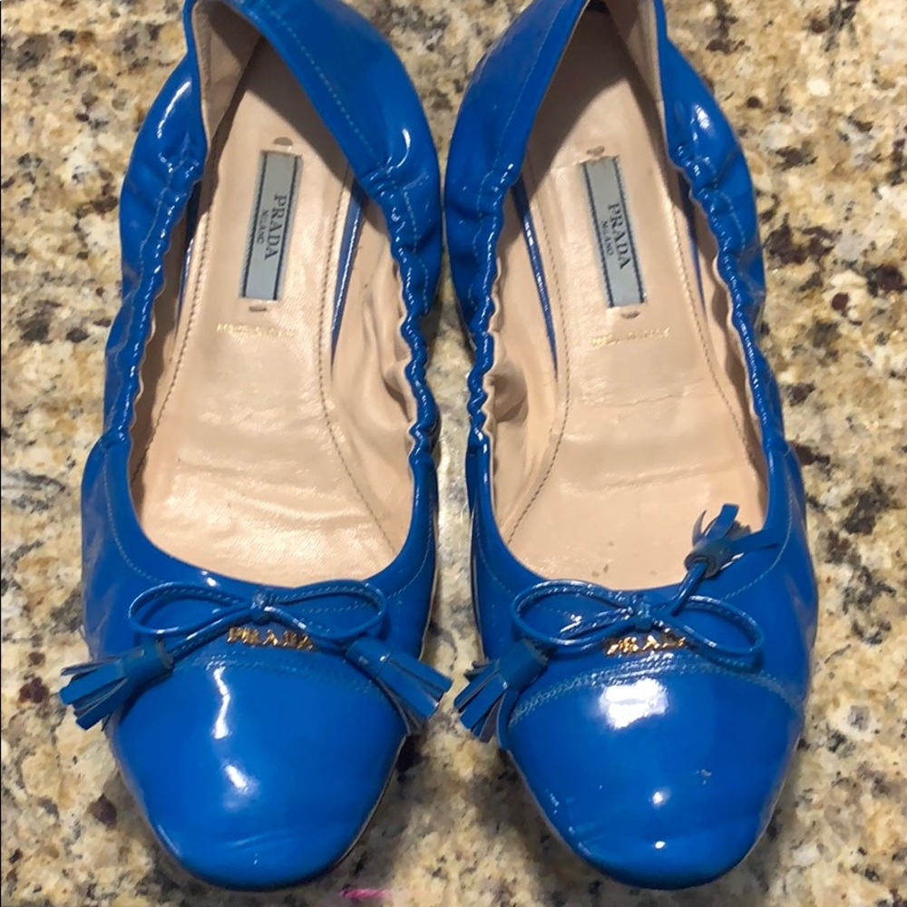 Prada neon blue ballet flat